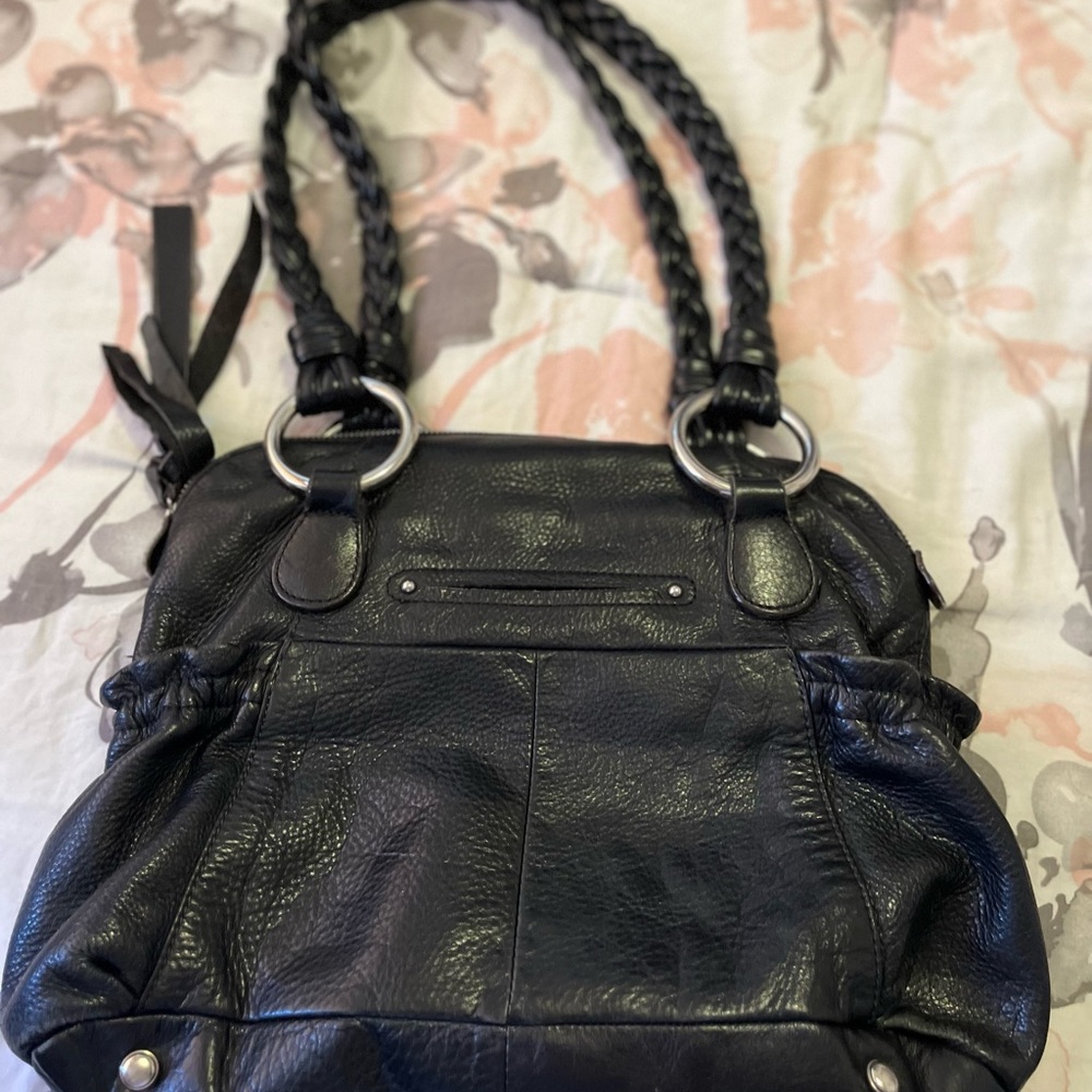 Black pebble leather B Makowsky hand bag - Picture 4 of 5